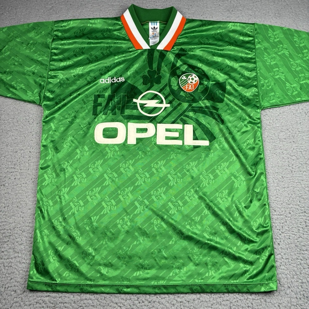 Vintage 1994 Ireland Home Soccer Jersey Men's Large Adidas Football Shirt Green - Picture 6 of 11